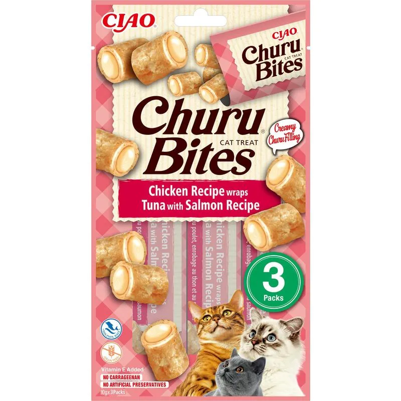 Bild 1 för Churu Cat Bites Chicken & Tuna Wrap with Salmon 3 st
