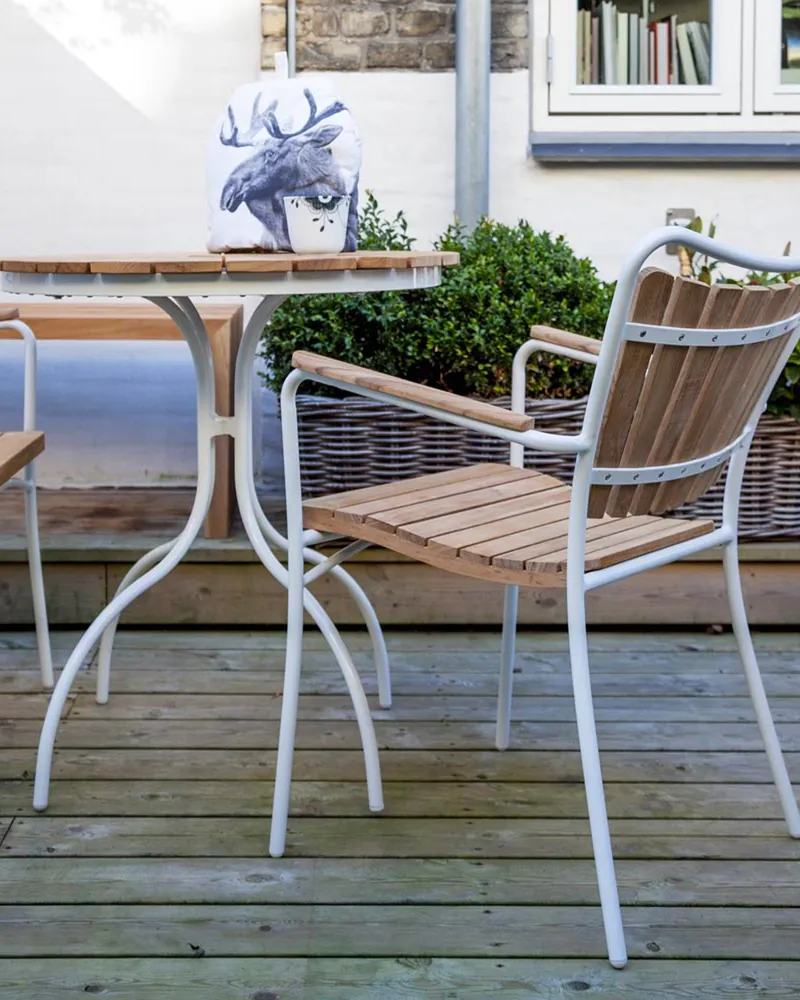Bild 2 för Cinas, Hard & Ellen cafébord 80 cm vit/teak