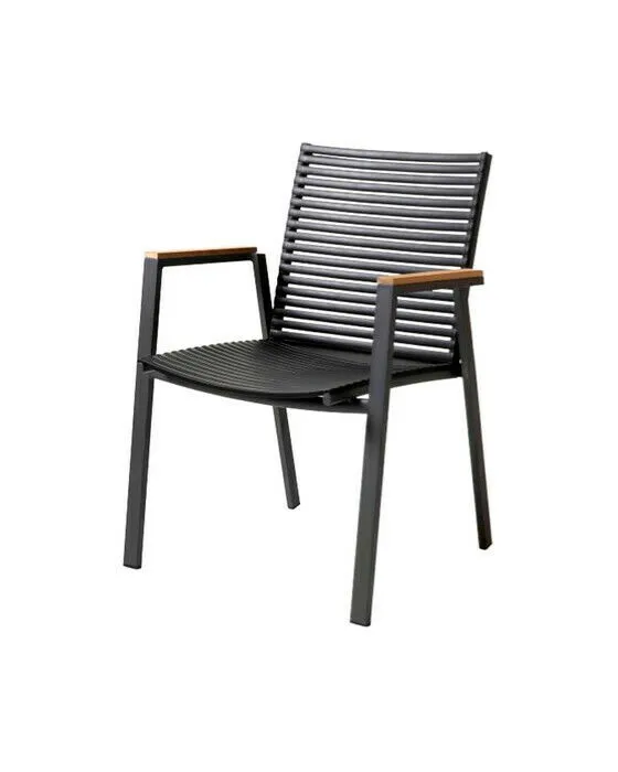 Bild 1 för Cinas, Mood extreme karmstol stapelbar antracit aluminium/teak