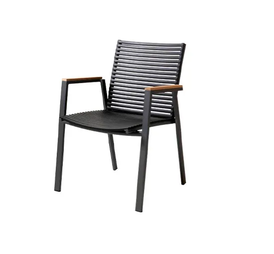 Bild 2 för Cinas, Mood extreme karmstol stapelbar antracit aluminium/teak
