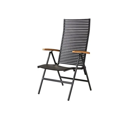 Bild 2 för Cinas, Mood positionstol stapelbar antracit aluminium/teak