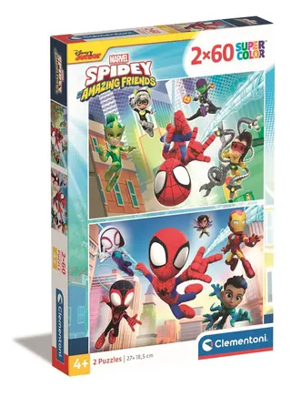 Produktfoto för Clementoni Jigsaw Puzzle Super Color Spidey and His Amazing Friends 2x60pcs. Golv