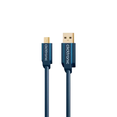 Bild 2 för ClickTronic 1.8m USB 2.0 A-mini B m/m, 1,8 m, USB A, Mini-USB B, USB 2.0, Hane/Hane, Blå