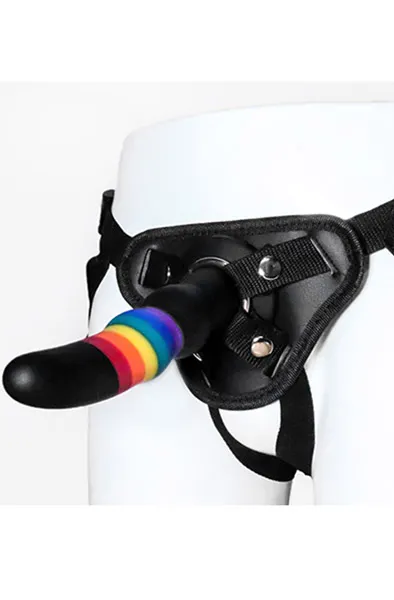 Bild 2 för Colourful Love Strap On Solid Dildo 17 cm Strap-on med sele