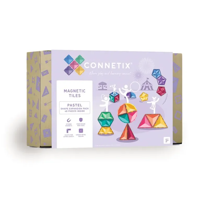Alternativ bild 0 för Connetix Expansionspaket med pastellfärgade former, 48 delar (CT-P-00048-SE)