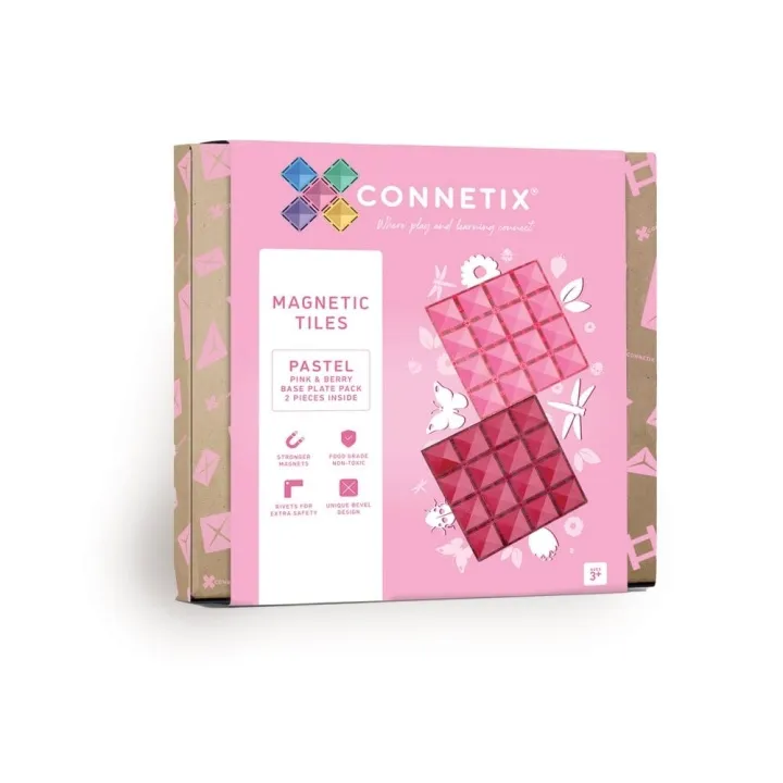 Alternativ bild 0 för Connetix Rainbow Basplattor 2 st (Rosa och berry)