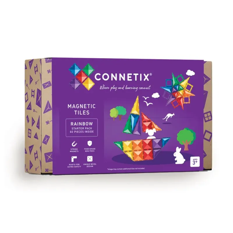 Alternativ bild 0 för Connetix Rainbow Starter Pack 60 Pieces (CT-R-00060-ST)