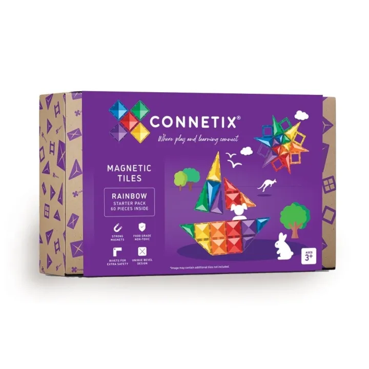 Alternativ bild 0 för Connetix Rainbow Starter Pack 60 Pieces (CT-R-00060-ST)