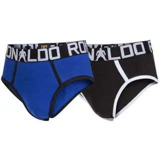 Produktfoto för CR7 Cristiano Ronaldo Kalsonger 2P Boys Line Briefs Svart/Blå bomull 146-152