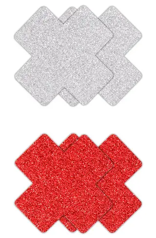 Produktfoto för Cross Nipple Covers Red/Silver 2 pair