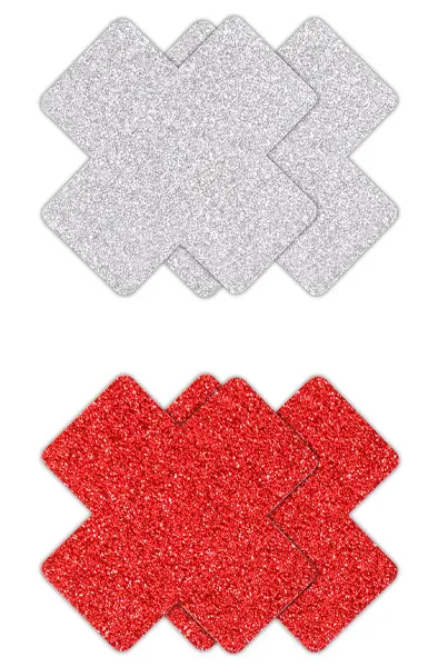 Bild 1 för Cross Nipple Covers Red/Silver 2 pair