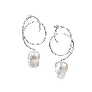 Produktfoto för Curly Pearly Örhänge Silver