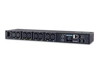 Produktfoto för CyberPower Switched Series PDU41004 - Kraftdistributionsenhet (kan monteras i rack) - AC 100-240 V - 1-fas - Ethernet, serial - ingång: IEC 60320 C14 - utgångskontakter: 8 (power IEC 60320 C13) - 1U - 3.05 m sladd - svart
