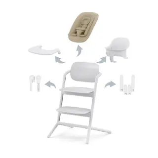 Produktfoto för Cybex Lemo 4in1 matstol/sitter/babyset/bricka, all white