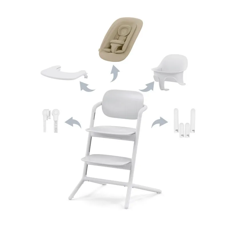 Bild 1 för Cybex Lemo 4in1 matstol/sitter/babyset/bricka, all white