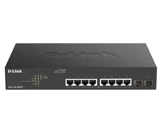 Produktfoto för D-Link DGS 1100-10MPV2 - Switch - smart - 8 x 10/100/1000 (PoE) + 2 x Gigabit SFP - rackmonterbar - PoE (130 W)