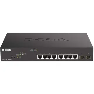 Produktfoto för D-Link DGS 1100-10MPV2 - Switch - smart - 8 x 10/100/1000 (PoE) + 2 x Gigabit SFP - rackmonterbar - PoE (130 W)