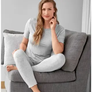 Produktfoto för Damella Bamboo Short Sleeve Pyjamas Grå Bambu Medium Dam