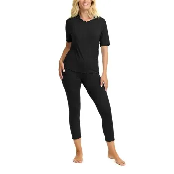 Alternativ bild 0 för Damella Bamboo Short Sleeve Pyjamas Svart Bambu Medium Dam
