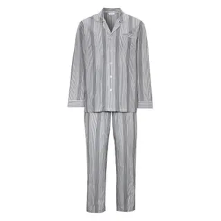 Produktfoto för Damella Carl Long Sleeve Pyjamas Grårandig bomull X-Large Dam