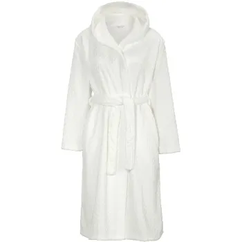 Alternativ bild 0 för Damella Jaquard Fleece Hoodie Robe Vit polyester X-Large Dam