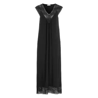 Produktfoto för Damella Long Viscose Plain Sleeveless Nightdress Svart viskos X-Large Dam