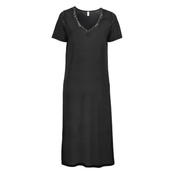 Alternativ bild 0 för Damella Silk Short Sleeve Nightdress Svart silke Medium Dam