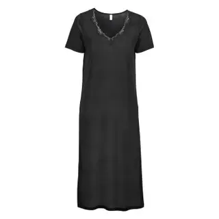 Produktfoto för Damella Silk Short Sleeve Nightdress Svart silke XX-Large Dam