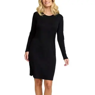 Produktfoto för Damella Wool Long Sleeved Nightdress Svart merinoull Medium Dam