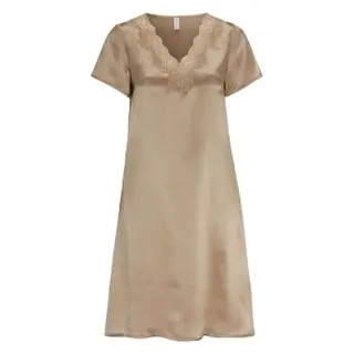 Produktfoto för Damella Woven Silk Plain Nightdress Nougat silke Large Dam