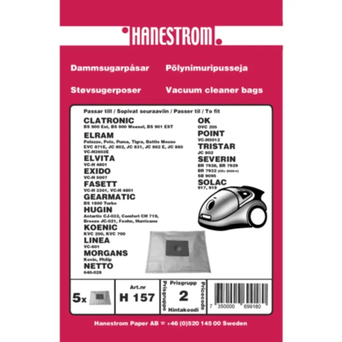 Alternativ bild 0 för Dammsugarpåsar, syntetfiber, 1x5st.