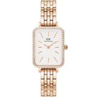 Produktfoto för Daniel Wellington DW Klocka Quadro Lumine Bezel 5-Link Melrose 20x26mm Rose Gold