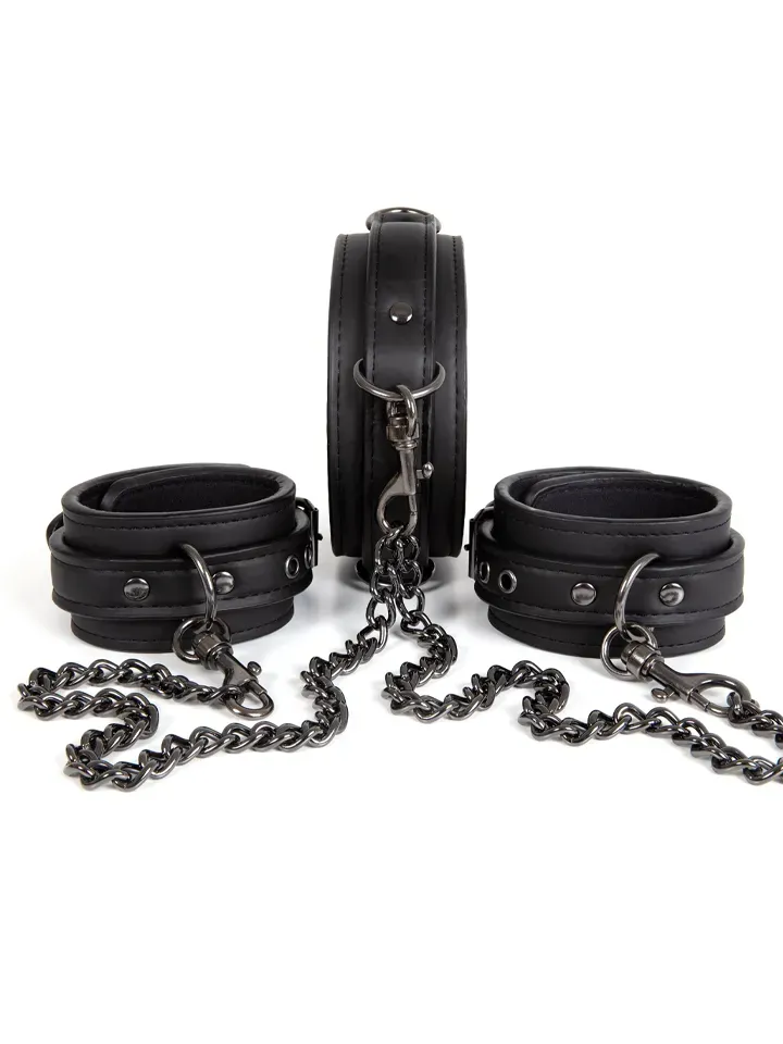 Bild 1 för Dark Desire - Svart Halsband Med Fotbojor