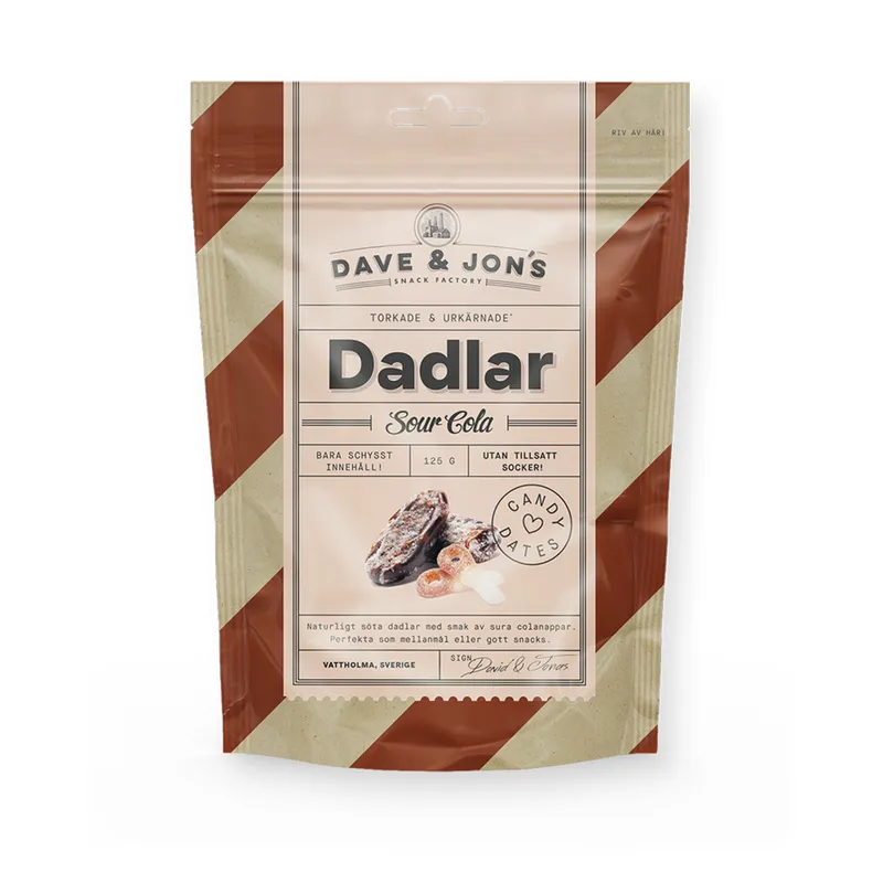 Bild 2 för Dave & Jon´s Dadlar Sour Cola 125 g