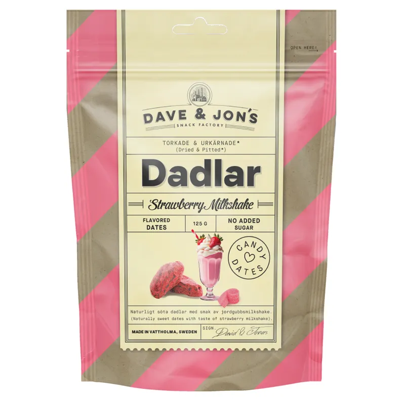 Bild 2 för Dave & Jon´s Dadlar Strawberry Milkshake 125 g