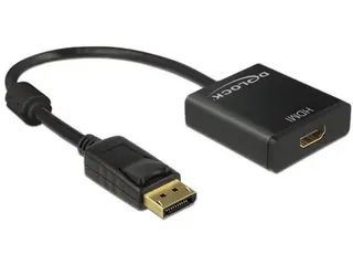 Produktfoto för Delock Adapter Displayport 1.2 male > HDMI female 4K Active - Videokonverterare - Parade PS171 - DisplayPort - HDMI - svart - detaljhandel