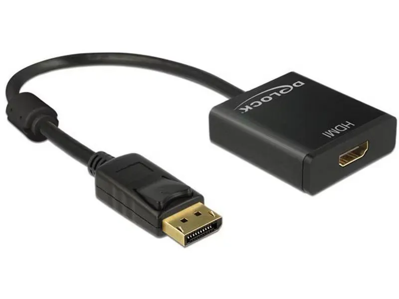 Alternativ bild 0 för Delock Adapter Displayport 1.2 male > HDMI female 4K Active - Videokonverterare - Parade PS171 - DisplayPort - HDMI - svart - detaljhandel