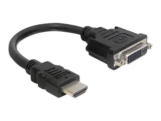 Produktfoto för Delock - Adapterkabel - HDMI hane till DVI-I hona - 20 cm - svart - stöd för 1920 x 1080 vid 60 Hz