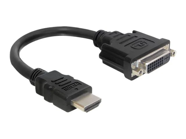 Alternativ bild 0 för Delock - Adapterkabel - HDMI hane till DVI-I hona - 20 cm - svart - stöd för 1920 x 1080 vid 60 Hz