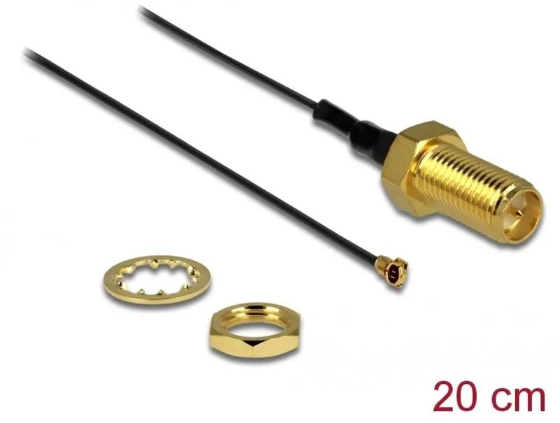 Alternativ bild 0 för Delock - Antennkabel - RP-SMA (hona) till I-PEX (hane) - 20 cm - koaxial - grå