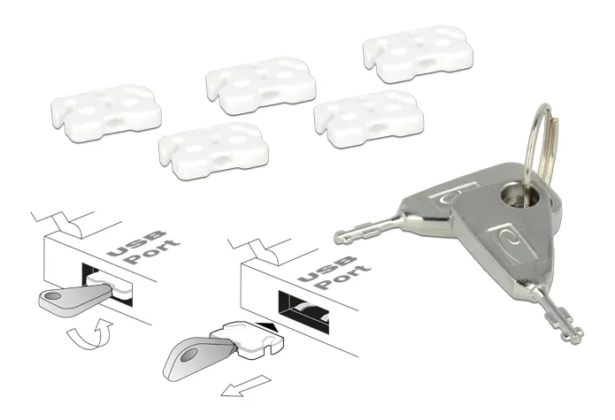 Bild 2 för Delock Delock USB Port Blocker for USB A female - USB-portblockerare (paket om 5)