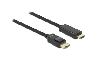 Produktfoto för Delock DisplayPort till höghastighets-HDMI-kabel, passiv, 1m - svart
