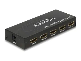 Produktfoto för Delock HDMI UHD Splitter 1 x HDMI in > 4 x HDMI out 4K - Video/audiosplitter - 4 x HDMI - skrivbordsmodell