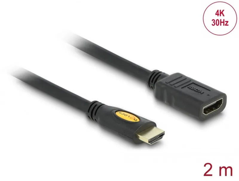 Alternativ bild 0 för Delock High Speed HDMI with Ethernet - HDMI-förlängningskabel med Ethernet - HDMI hane till HDMI hona - 2 m - svart