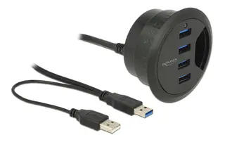 Produktfoto för DeLock In-Desk Hub - Hub - 4 x SuperSpeed USB 3.0 - skrivbord