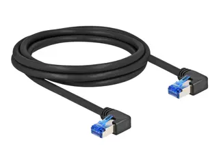 Produktfoto för Delock RJ45 nätverkskabel Cat.6A S/FTP, vinklad höger, 2 m - svart