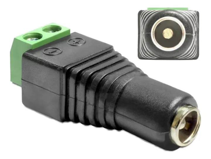 Alternativ bild 0 för Delock - Strömadapter - 2 stifts terminalblock (hona) till Växelströmsjack 5,5 x 2,5 mm (hona)