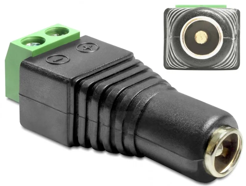 Alternativ bild 0 för Delock - Strömadapter - 2 stifts terminalblock (hona) till Växelströmsjack 5,5 x 2,5 mm (hona)