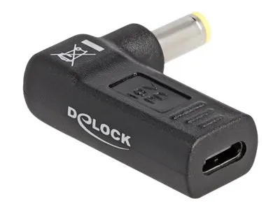 Alternativ bild 0 för Delock - Strömadapter - USB-C (hona) till Växelströmsjack 5,5 x 2,5 mm (hane) - 19 V - 3 A - vinklad - svart