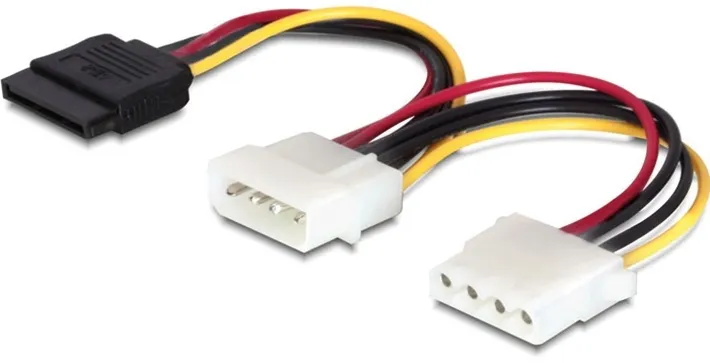 Alternativ bild 0 för Delock - Strömkabel - SATA-ström (hane) till 4 pin intern effekt (hane) - 10 cm - för P/N: 89273